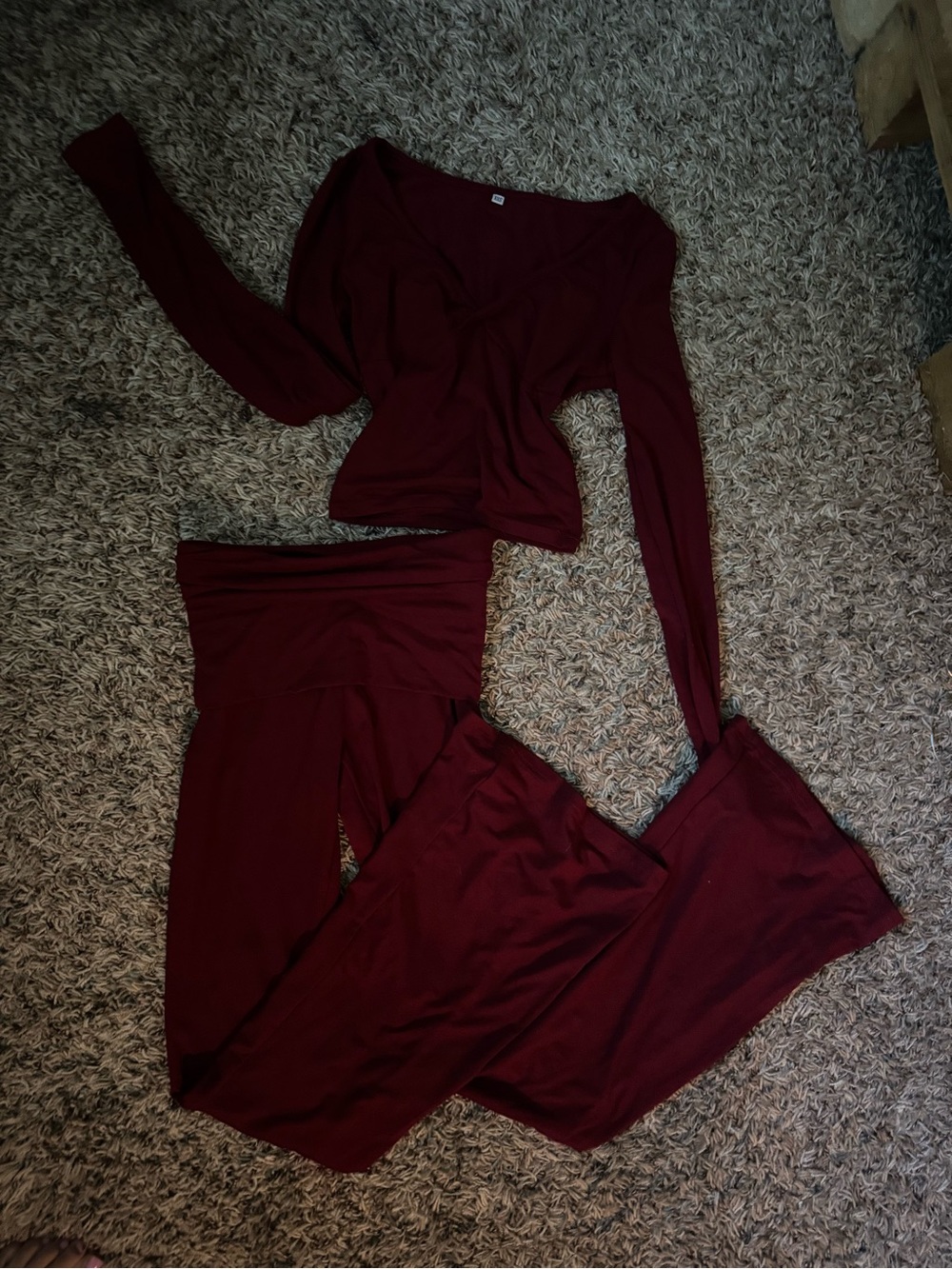 Women's Burgundy Two-Piece Loungewear Set